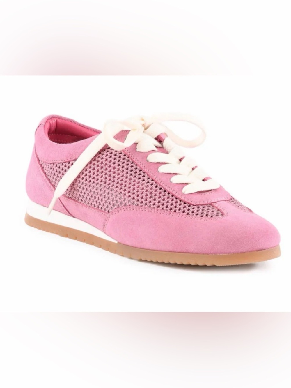 Seychelles Pink Suede & Mesh Lace-Up Sneaker